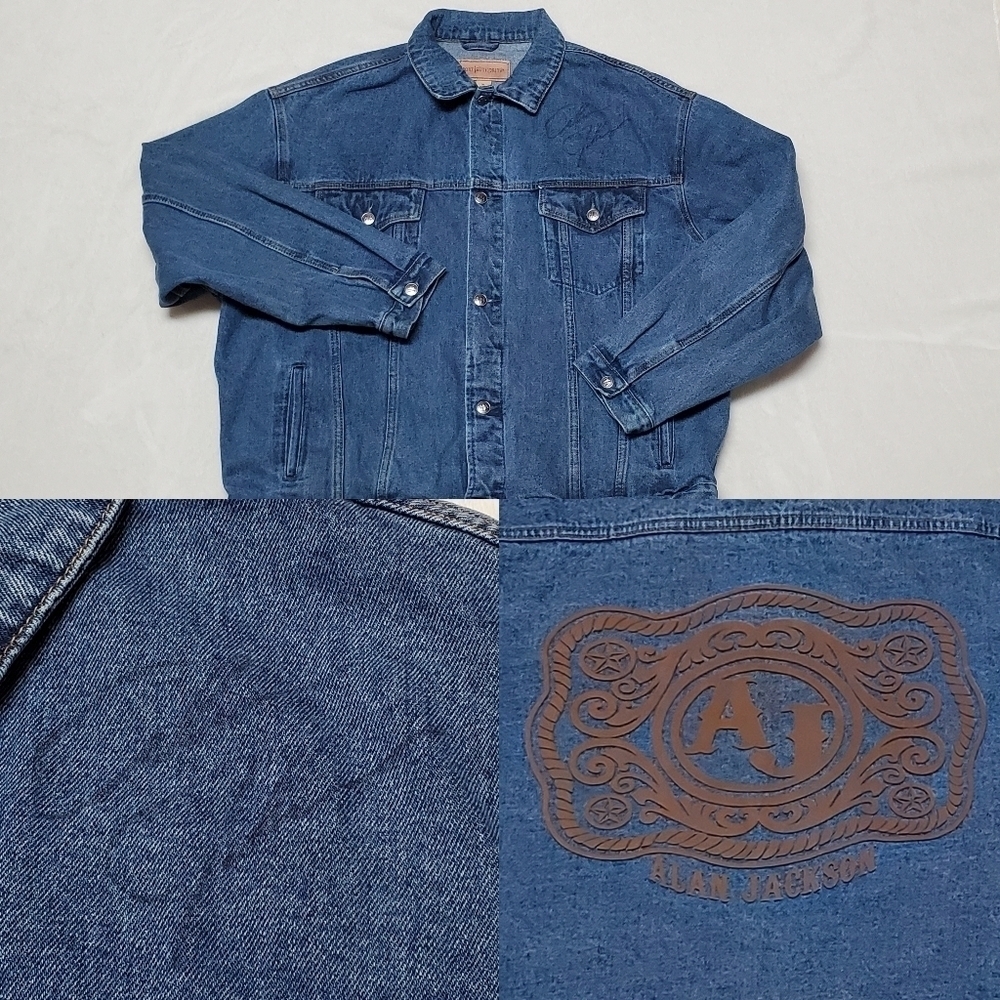 Alan Jackson Signed Vintage Denim Trucker Jacket Country Music Legend Signature